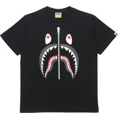 A Bathing Ape Unisex T-shirts A Bathing Ape Half Zip Shark Tee - Black