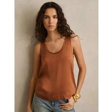 Silk Tank Tops Reiss Ruby Silk Blend Front Vest Top - Brown