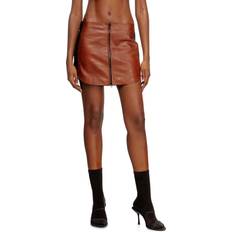 Diesel Leather Skirts Diesel Mini Jupe En Cuir Color Block - Marron