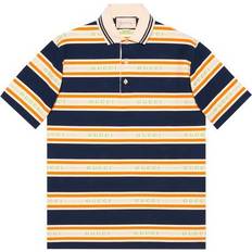 Gucci Logo Collar Stripe Polo - Ink Ivory