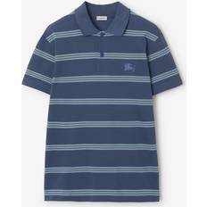 Blåa Pikétröjor Burberry Striped Cotton Polo Shirt - Pilot