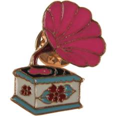 Pink Brooches Exogio Cartoon Phonograph Brooch Pin Button Backpack - Pink