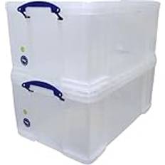 Really Useful Boxes Storage Boxes Really Useful Boxes Plastic 64 Litre Clear Pack of 2 Storage Box