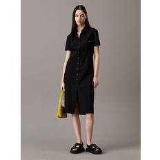 Calvin Klein Bomull Klänningar Calvin Klein Seersucker Button-Through Dress - Black