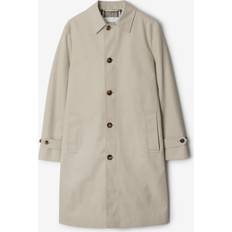 Men Coats Burberry Long Cotton Blend Car Coat - White