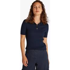 Tommy Hilfiger Elastan/Lycra/Spandex Sweatere Tommy Hilfiger Blue Slim Rib Button Polo Short Sleeve Jumper