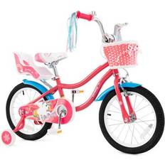 16" Kids' Bikes Costway 16 Inch Girls Bike with Doll Seat and Training Wheels