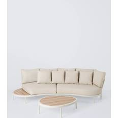 John Lewis Lozenge 4-Seater Modular Curved Garden Sofa & Coffee Table Cream Outdoor Lounge Set