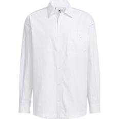 Adidas White Shirts adidas Solid Color Single Breasted Long Sleeves Shirt Couple Style - White