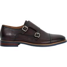Brown Monks Dune Seltic Leather Double Strap Monk Shoes - Mid Brown