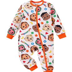 Beige Jumpsuits Children's Clothing Shein Watermelon Allover Print Long Sleeve Jumpsuit - White