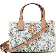 Tory Burch Beige Tyg Handväska Med Frontlogo