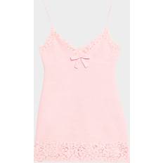 LoveShackFancy Meva Lace-Trim Tweed Mini Dress - Strawberry Spritz