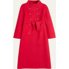 Red Coats Valentino Garavani High-Neck Double-Breast Belted Wool Cashmere Coat - Dark Red