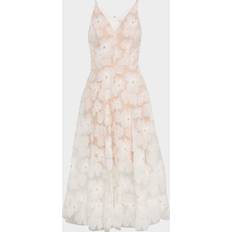 Dress The Population Blair Beaded Floral Applique Midi - White/Nude