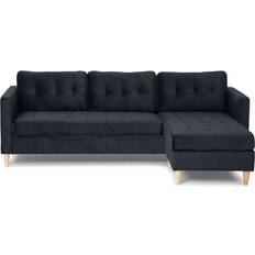 Ebuy24 Marino AB3 Schäslong Höger Eller Vänster Svart Sammet Soffa 219cm 3-sits