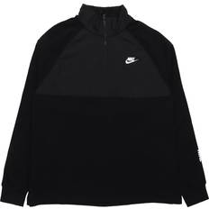 Nike XS Cardigans Nike Sportswear Hybrid Fleece Lined Large Logo Zipper Cardigan Splicing Pullover - Black