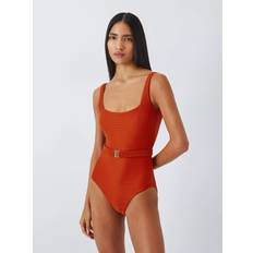 Orange Swimsuits John Lewis Seychelles Textured Belted Swimsuit - Orange