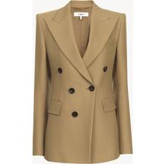 Silk - Women Blazers Chloe Double-Breasted Wool Blazer Jacket - Brown