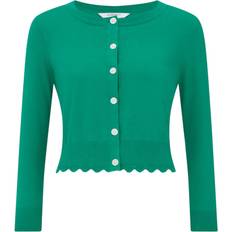 Vanessa Cotton Pointelle Detail Cardigan - Bright Green