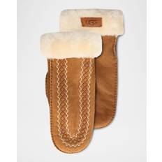 UGG Vantar UGG Atherson Embroidered Sheepskin Mittens - Chestnut