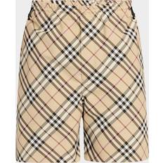 Burberry Herr Byxor & Shorts Burberry Check Motif Elastiska Midjeshorts - Beige