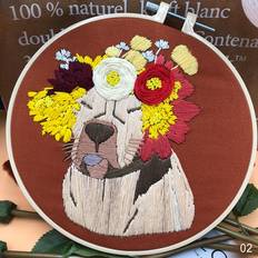 Håndarbeidssett Grandado Gjør Det Selv Blomst Krone Hund Broderi Håndarbeid Sett