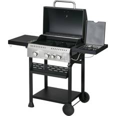Grillar OutSunny Gasgrill 3 KW 3+1 Brenner BBQ Grillwagen aus Edelstahl 123 x 52 x 101 cm