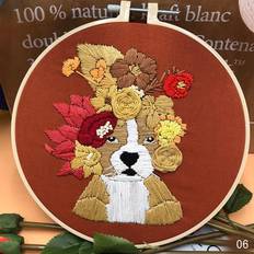 Håndarbeidssett Grandado Gjør Det Selv Blomst Krone Hund Broderi Håndarbeid Sett