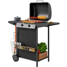 Grillar OutSunny Gasgrill 7 KW Grillwagen inkl 3 Brenner Seitenkocher Rolle