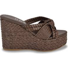 Guess Women's Eveh Knotted Jute Wrapped Platform Wedge Sandals Brown