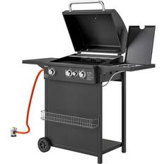 Grillar OutSunny Gasgrill 9.5 KW Grillwagen inkl 4 Brenner Seitenkocher Rolle