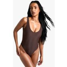 Swimsuits boohoo Womens Swimwear Essentials Scoop Swimsuit - Brown