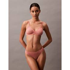 Calvin Klein Orange Bras Calvin Klein Sheer Marquisette Lace Unlined Triangle Bra - Tawny Orange