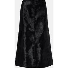 Toteme Kjolar Toteme Paneled Calf Hair Midi Skirt - Black