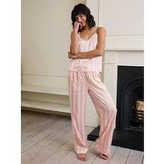 Chelsea Peers Jacquard Stripe Satin Pyjamas - Pink