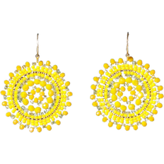 Shein Pair Style Handmade Woven Colorful Crystal Rice Beads Earrings Women Jewelry Suitable For Daily Wear