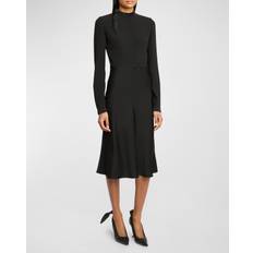 Givenchy Scarf Long-Sleeve Satin Midi Dress - Black
