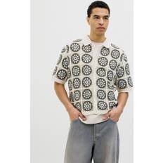 Jack & Jones Polo Polotrøjer Jack & Jones Cartagena Crochet Knit Polo Sea Salt Skyway