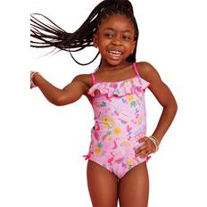 Pink Swimwear Accessorize Girls Sunbeam Print Swimsuit - Pink