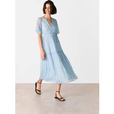 Bamboo Dresses Whistles Bamboo Leaves Gathered Dress - Light Blue