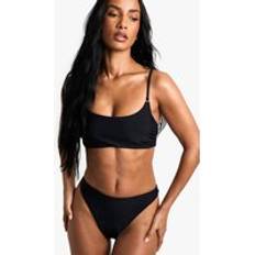 boohoo Womens Swimwear Essentials Crop Bikini Top - Black