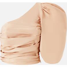 One-Shoulder Taffeta Top - Beige