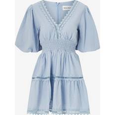 Malina Tøj Malina Kjole Elvira V-neck Mini Dress - Blue