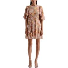 Malina Ida Floral Silk Blend Mini Dress - Champagne/Multi