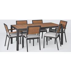 John Lewis Platform 6-Seater Garden Extendable Table & Chairs Taupe Patio Dining Set