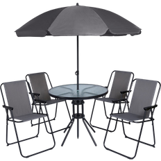 OHS 6-Piece - Charcoal - Grey Patio Dining Set, 1 Table incl. 4 Chairs