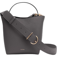 Cuyana Women's Mini Linea Bucket Bag in Black Pebbled Leather by