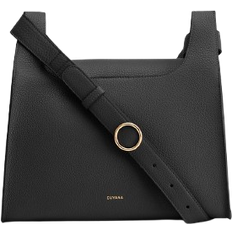 Cuyana Cuyana Double Loop Bag in Italian Pebbled Leather, Black Women's Crossbody Bags