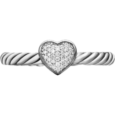 David Yurman Cable Collectibles Heart Stack Diamond Ring - Silver/Diamond